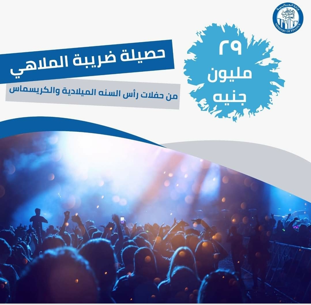 قامت مصلحة الضرائب العقارية (المسئولة عن تحصيل ضريبة الملاهي) بتحصيل مبلغ 29 مليون ضريبة ملاهي من حفلات رأس السنه الميلادي والكريسماس